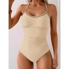 Eomenie Women's One Piece Swimsuit Tummy Control Slimming Bathing Suit Ruched Swimwear Tie Back Shell Stitch Swim Suit - 3 of 3