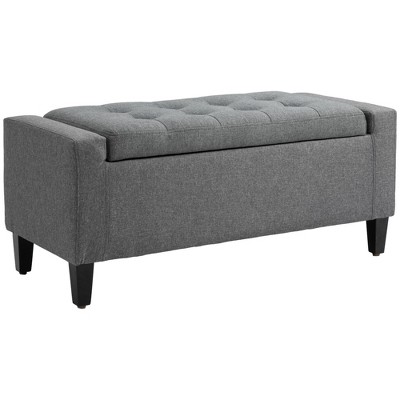 NicBex Storage Ottoman Bench for Bedroom,Linen Upholstered Storage Bench with Rubber Wooden Legs,Ottoman for LivingRoom,Bedroom,Entryway,Gray