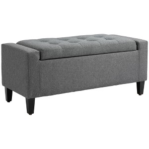 NicBex Storage Ottoman Bench for Bedroom,Linen Upholstered Storage Bench with Rubber Wooden Legs,Ottoman for LivingRoom,Bedroom,Entryway,Gray - 1 of 4