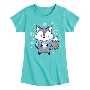 Girls' - Instant Message - Winter Fox Fitted Short Sleeve Graphic T-Shirt - 1 of 4