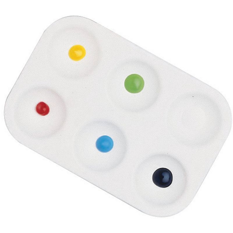 School Smart Paint Palette Tray with 6 Wells, 3-1/2 x 5-1/4 Inches, White, Pack of 12, 1 of 3