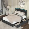 Queen Platform Bed Frame with 4 Storage Drawers, Velvet Upholstered Bed with Tufted Buttons and Nailhead Trim,  Wooden Slats, Adjustable LED Light - image 4 of 4