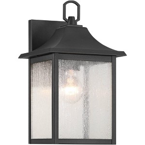 John Timberland Millicent 13" High Modern Outdoor Wall Light Fixture Mount Lantern Porch House Weatherproof Sand Black Finish Metal Seeded Glass Shade - 1 of 4