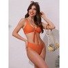 INSPIRE CHIC Women's Lace Up Decoration Push Up Bikini Sets, Wide Strap Top Triangle Bottom Swimwear Bathing Suits 1 Set - 4 of 4