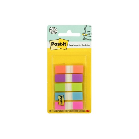 Post-it Flags, Assorted Bright Colors, .5 In. Wide, 100 Flags/on-the-go  Dispenser : Target