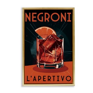 Stupell Industries Vintage Midcentury Negroni Drink Black Framed Floater Canvas Wall Art - 1 of 4