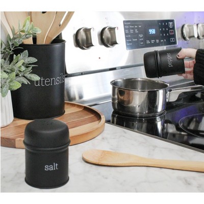 Black Enamel Modern Farmhouse Salt and Pepper Shaker Set