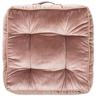 Primrose 18" Blush Pink Velvet Tufted Square Floor Pillow