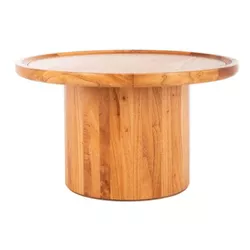 Devin Round Pedestal Coffee Table Natural Brown - Safavieh