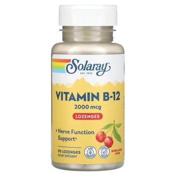 Solaray Vitamin B-12, Natural Cherry, 2,000 mcg, 90 Lozenges