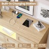 Rattan Dresser for Bedroom with 6 Drawers, Natural Wood Durable Dressers & Chests of Drawers with LED Light and Charging Station, TV Stand - 4 of 4