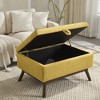 Vynxaria Mid-Century Modern Square Coffee Table Storage Bench - Yellow - 4 of 4