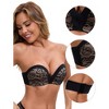 INSPIRE CHIC Women's Deep V Strapless Wireless Demi Bandeau Lace Thin on Top Thick on Bottom Push-Up Tube Bra - 3 of 4