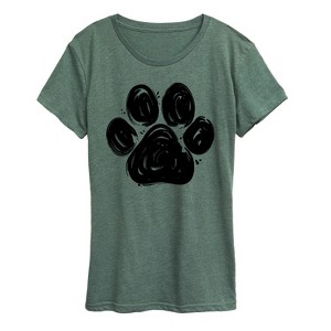 Women's - Instant Message - Brushstroke Paw Print Short Sleeve Graphic T-Shirt - 1 of 4