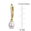 EVERLY JEWELRY | Yellow Plated Sterling Silver 6-6.5 MM Cultured Freshwater Pearl Leverback Earrings - 3 of 4