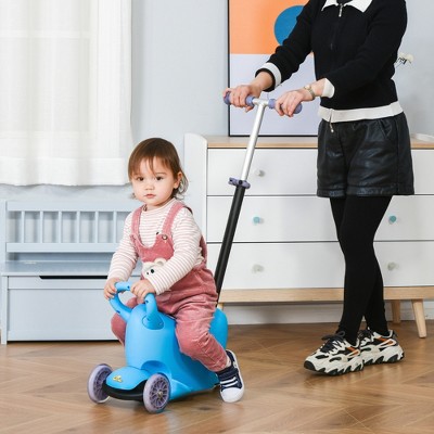 Vynxaria 3-in-1 Ride On Push Car,with Adjustable Handlebar, 3 Balanced Wheels, Removable Storage Seat, for Boys and Girls Aged 2-6 Years Olds, Blue