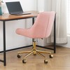 Vynxaria Modern Teddy Velvet Dining Chair with Gold-Plated Legs - Ergonomic Comfort & Style - 2 of 4