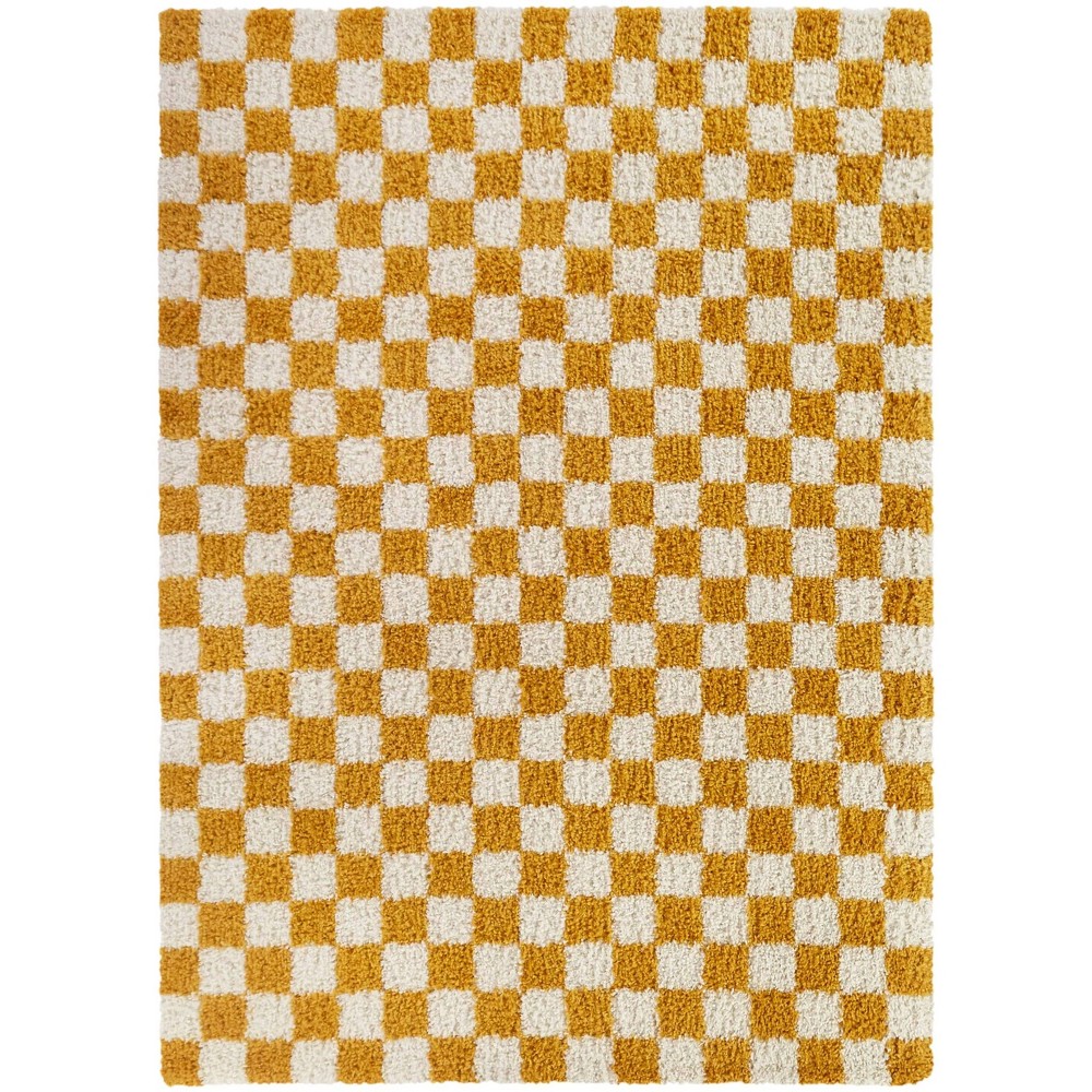 Photos - Area Rug Balta Rugs 7'10"x10' Mackie Checkered Teen Shag Rug Yellow