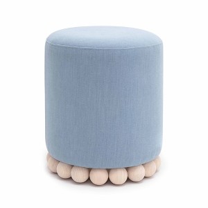 TOV Furniture Dex Upcycled Fabric Ottoman Faded Blue - 1 of 4