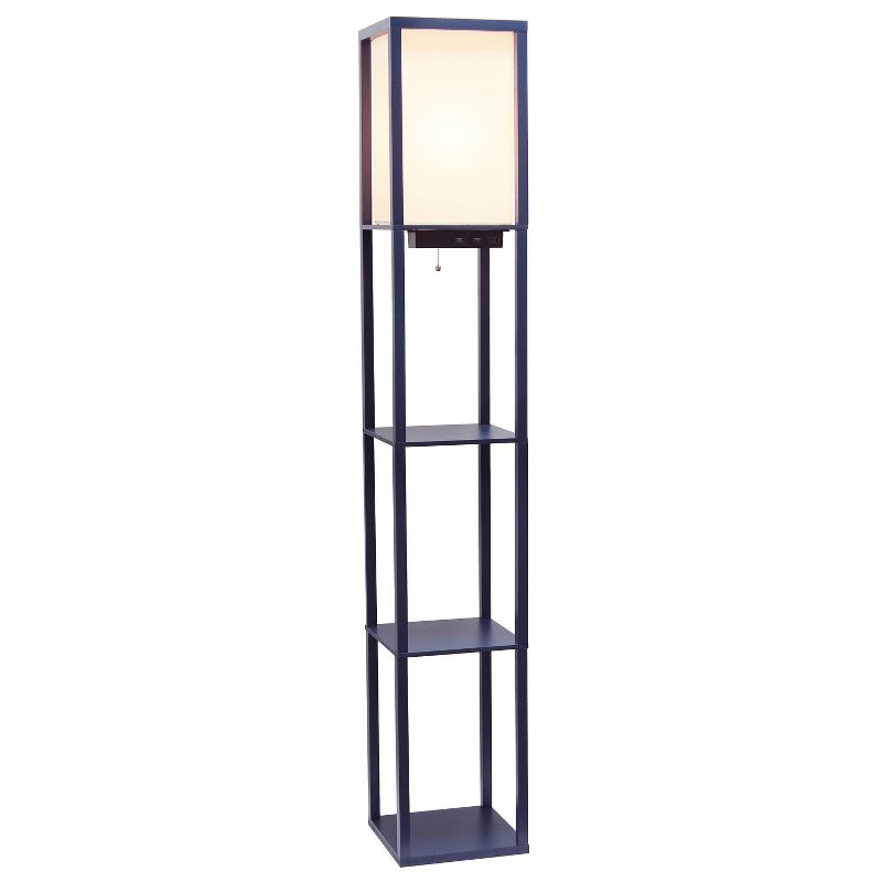 Floor Lamp Etagere Organizer Storage Shelf with 2 USB Charging Ports and Linen Shade - Simple Designs, 2 of 13