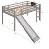 CAVINAS Twin Size Solid Wood  Loft Bed with Slide & Ladder & Fence,Low Bed Frame for Kids Room,Bedroom - 4 of 4