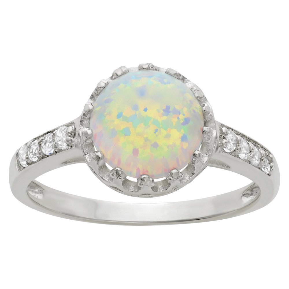 Photos - Ring 2 TCW Tiara Round-cut Opal Crown  in Sterling Silver - (7)