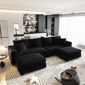 Kumasinova Corduroy Cloud Sofa with Cushions, Convertible Sofa Lounge Chair, Plush Modern 4-Seat Sofa, Easy Assembly, Couches for Living Room - 1 of 4