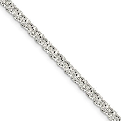 Black Bow Jewelry 4mm, Sterling Silver Round Solid Spiga Chain Necklace