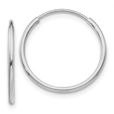 Black Bow Jewelry 1.2mm x 19mm 14k White Gold Polished Endless Tube Hoop Earrings