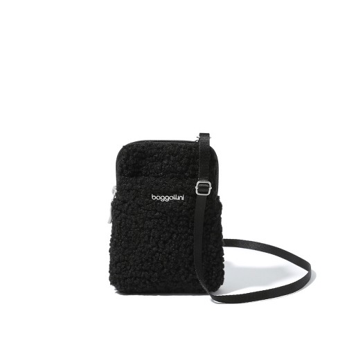 baggallini Take Two RFID Bryant Crossbody - Black Faux Shearling