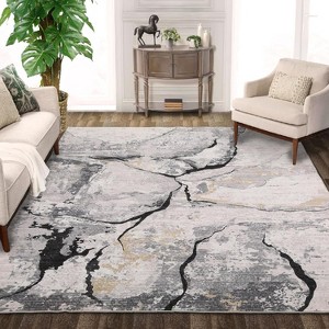 Machine Washable Runner Rug, Modern Abstract Hallway Carpet, Non-Slip Foldable Low Pile Floor Mat for Bedroom Kitchen - 1 of 4