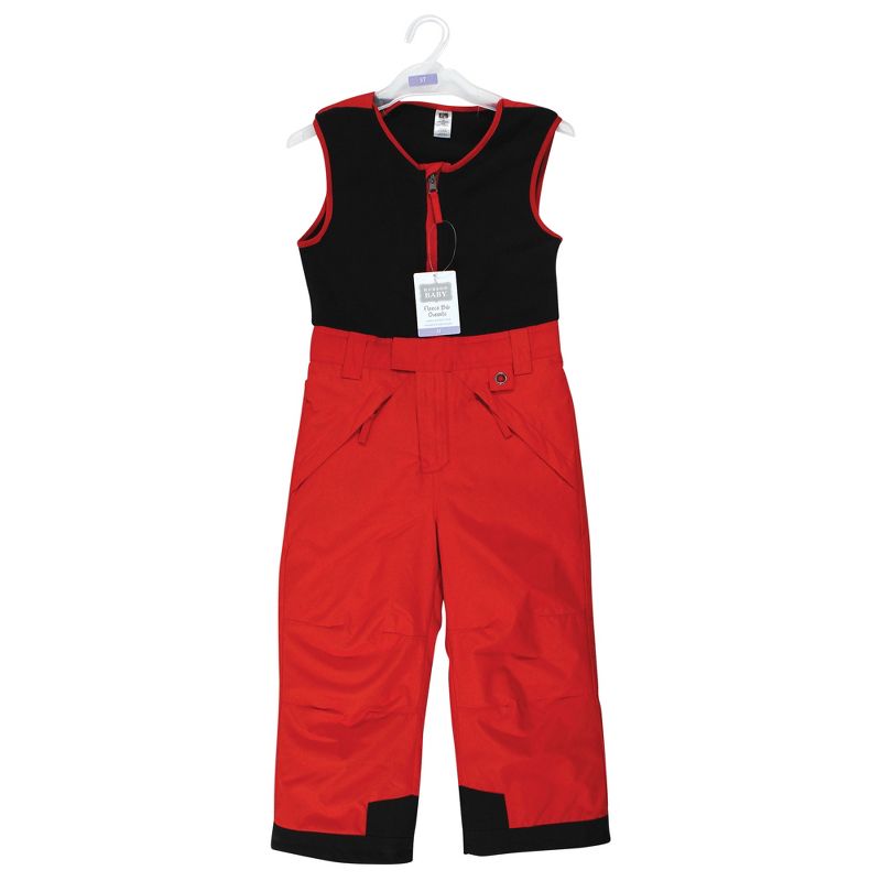 Hudson Baby Unisex Snow Bib Overalls with Fleece Top, Red, 2 of 5