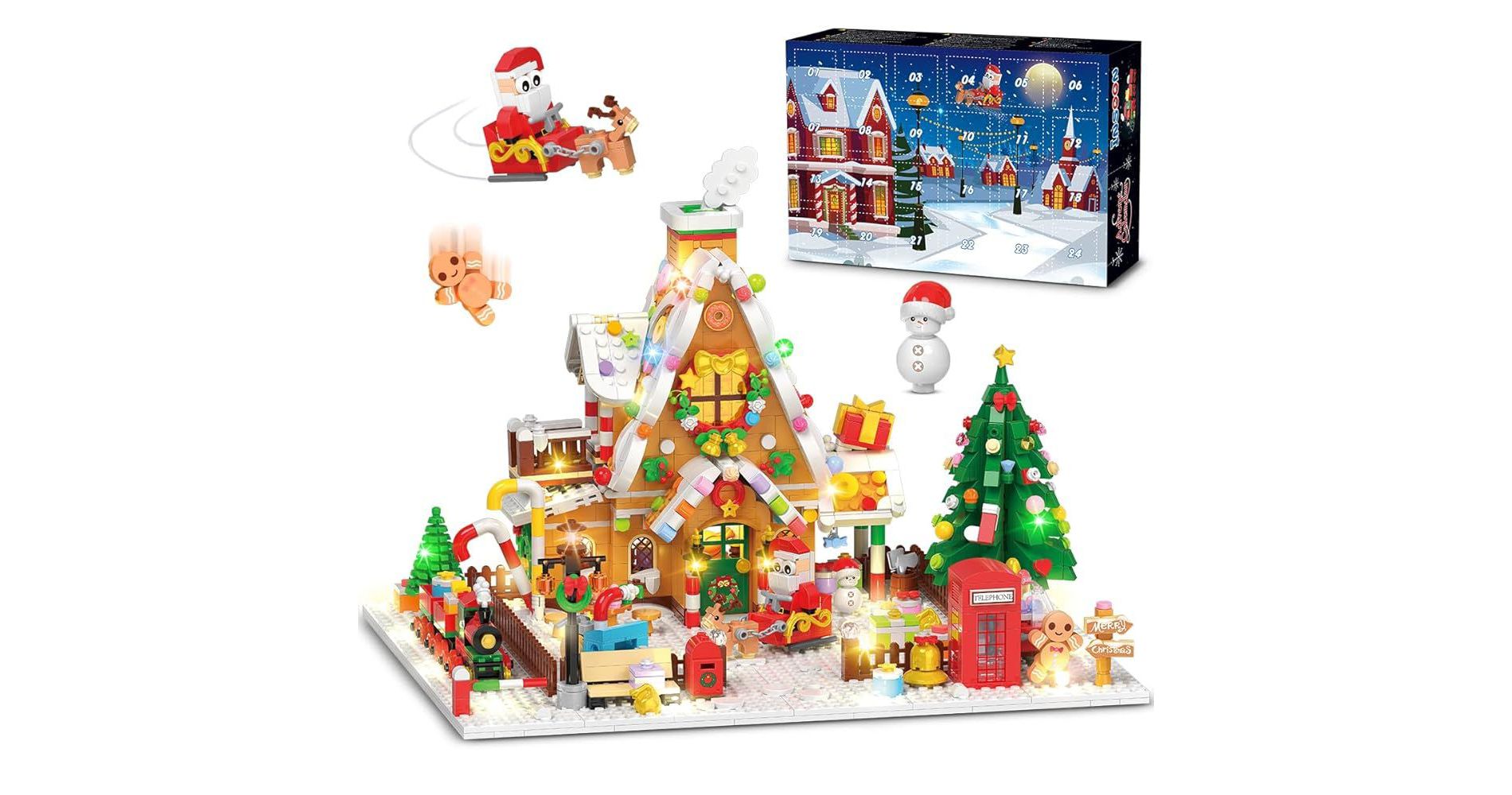 INSOON Gingerbread House Building Set 1763PC Advent Calendar Christmas Countdown Kit for Adults & Kids Ages 6+