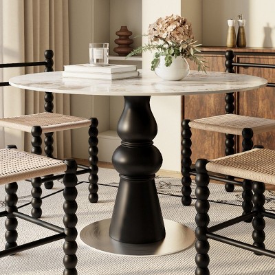 43" Modern Round Pedestal Dining Table for Small Kitchens or Dining Rooms – The Pop Home