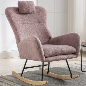 NicBex Teddy Nursery Rocking Chair,Upholstered Glider Accent Chair with Pocket and Headrest for Living Room,Bedroom,Balcony - 1 of 4