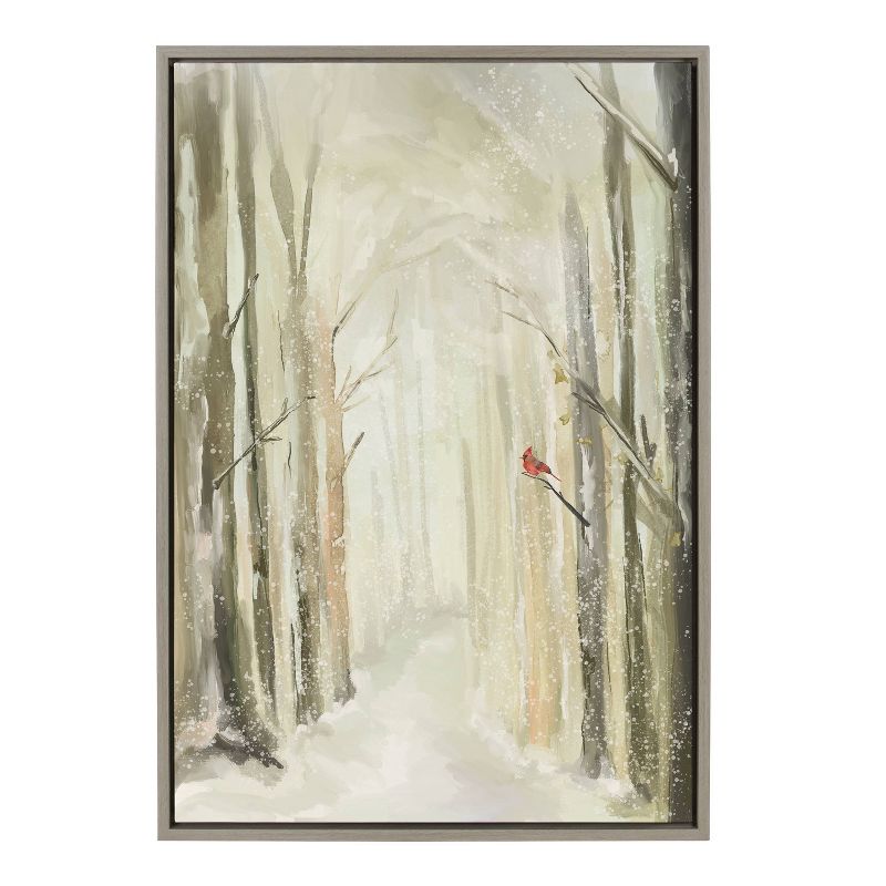 Kate &#38; Laurel All Things Decor 23&#34;x33&#34; Sylvie Winter Landscape 2 Framed Canvas Wall Art by Annie Quigley Gray Nature Holiday Snow, 1 of 6