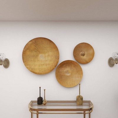 Gold Large Metallic Round Disk Wall Decor Set