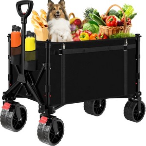 Musment Heavy Duty Collapsible Foldable Wagon Cart with Aluminum Table Plate, 350lbs - 1 of 4