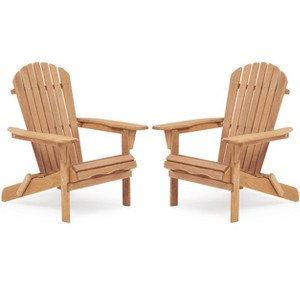 Set of 2 Folding Adirondack Chair Outdoor Adirondack Chair Weather Resistant  for Garden, Lawn, Backyard - 1 of 4