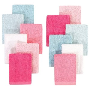 Hudson Baby Infant Girl Rayon from Bamboo Woven Washcloths 12pk, Coral Mint - 1 of 2