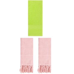 REGALWOVEN 3 Packs Solid Textured and Tassels Soft Absorbent Bathroom Hand Towel for Home Decor - 1 of 4
