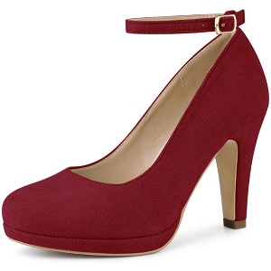 Perphy Women's Ankle Strap Round Toe Stiletto Heels Mary Jane Pumps - 1 of 4