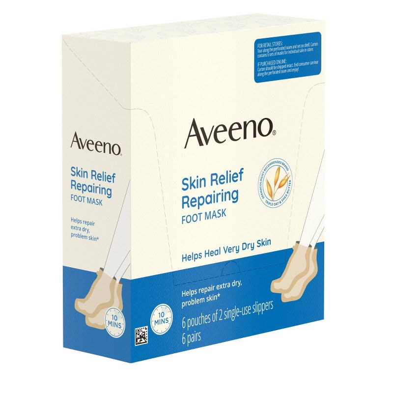 Aveeno Repairing CICA Foot Mask with Prebiotic Oat & Shea Butter for Extra Dry Skin, Fragrance Free, 5 of 11