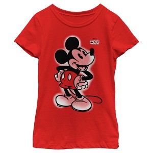 Girl's Disney Mickey Mouse Retro Airbrushed T-Shirt - 1 of 4