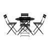 Carolina Living Bistro 36" Round Folding Outdoor Table - Umbrella Hole - Black - 3 of 4