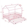 TiramisuBest Full Size Metal House Bed with Fence, With Trundle - 4 of 4