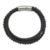 Black Bow Jewelry Stainless Steel, Blue Chalcedony/Tiger's Eye Leather Bracelet, 8.25 In - 2 of 4