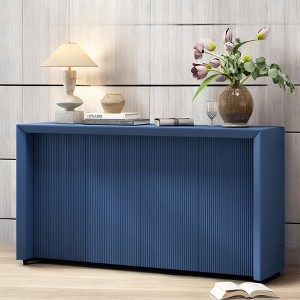 Acacia Wood Veneer Entryway Table with Wavy Design,Accent Entry Cabinet, Minimalist Console Table Sofa Table for Hallway, Living Room,Easy Assembly - 1 of 4