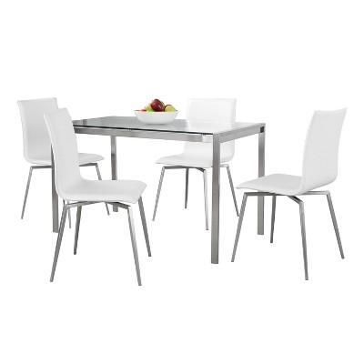 LumiSource 5pc Fuji Mason Swivel Dining Set Stainless Steel