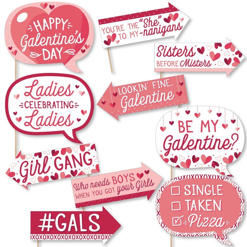 Big Dot of Happiness Funny Happy Galentine's Day - Valentine's Day Party Photo Booth Props Kit - 10 Piece, 1 of 6